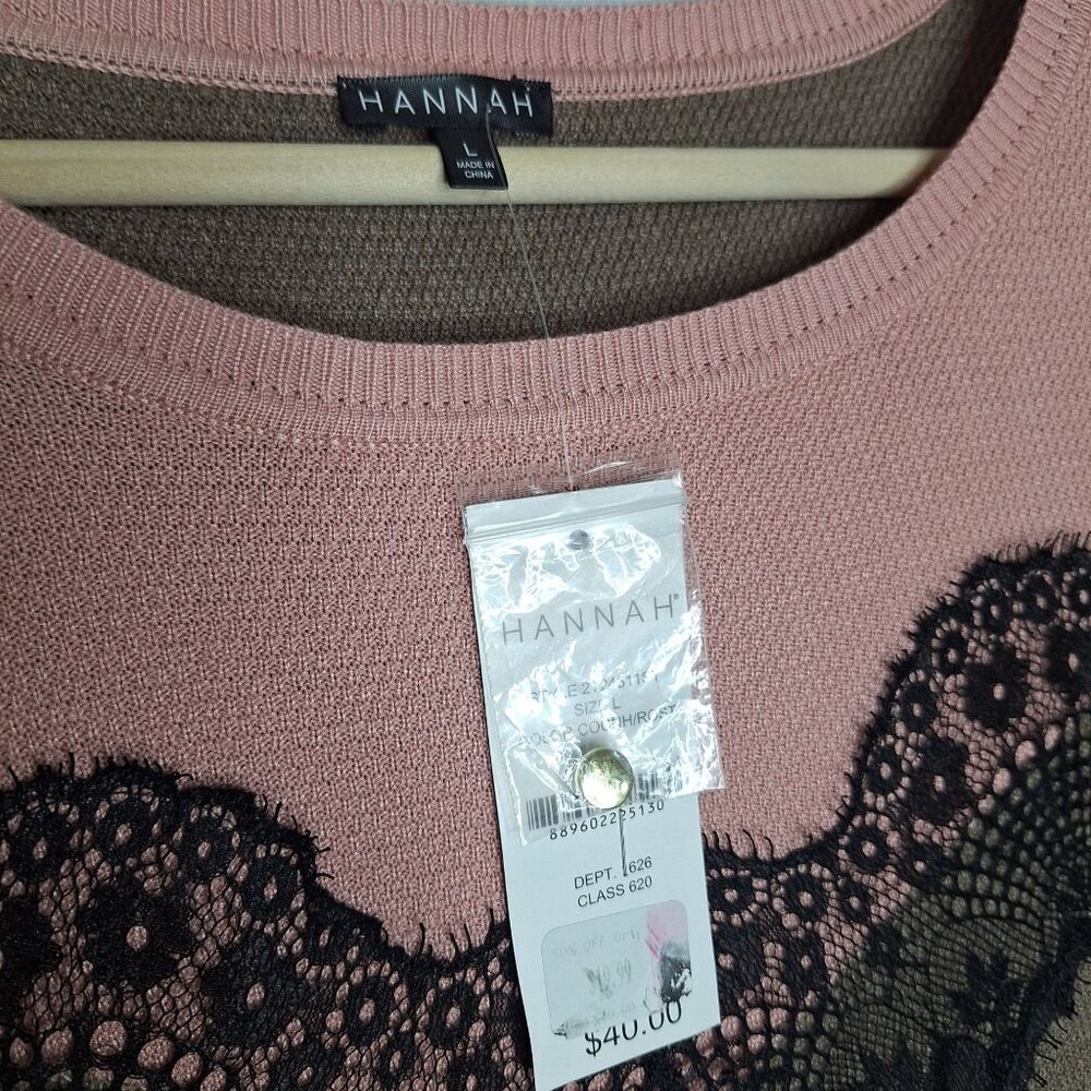 NWT Hannah Lightweight Sweater Size L Lace Stretch Preppy Casual Formal Comfy - Picture 3 of 8